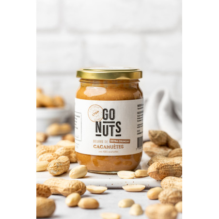 Beurre de cacahuètes extra crunchy bio 500g | Go Nuts