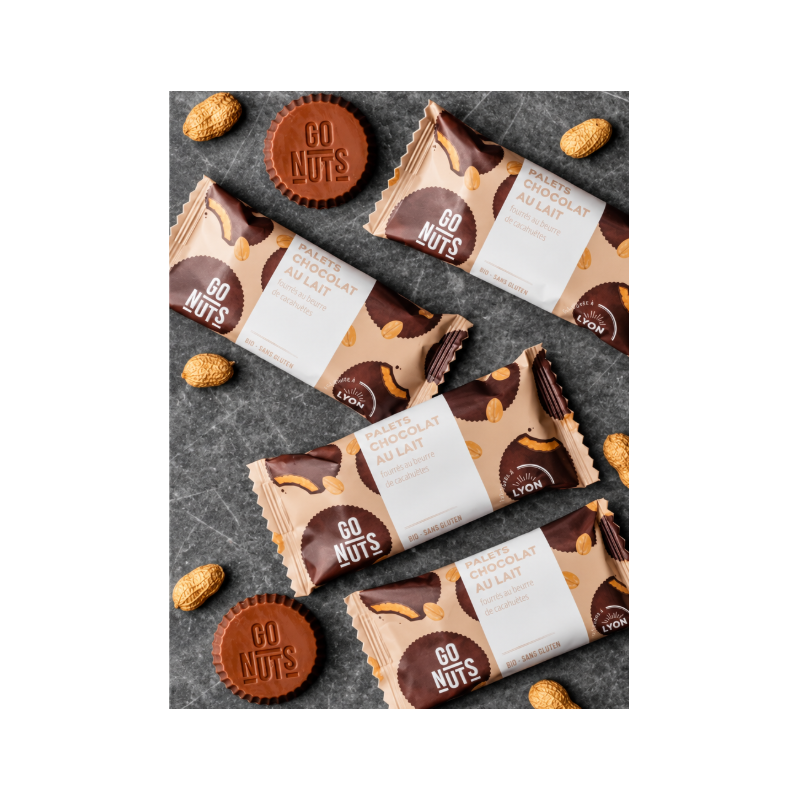Pack x4 Palets Chocolat Lait & Beurre de Cacahuètes Bio | Go Nuts