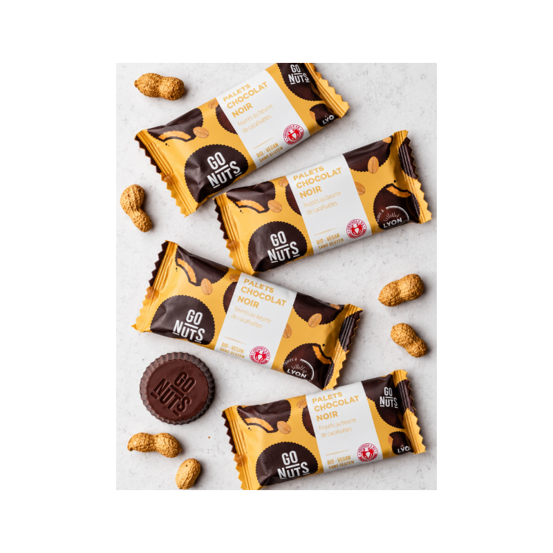 Pack x4 Palets Chocolat Noir & Beurre de Cacahuètes Bio | Go Nuts