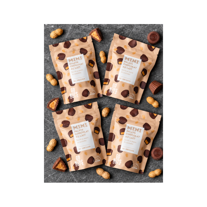 Pack x4 Mini Palets Chocolat Lait & Cacahuètes Bio | Go Nuts