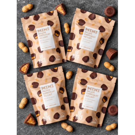 Pack x4 Mini Palets Chocolat Lait & Cacahuètes Bio | Go Nuts