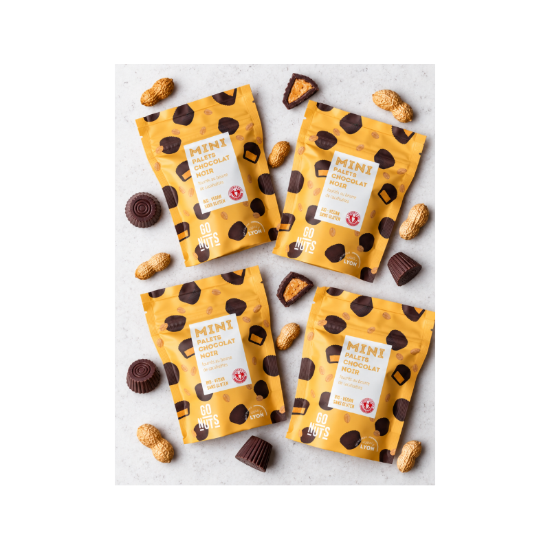 Pack x4 Mini Palets Chocolat Noir & Cacahuètes Bio | Go Nuts