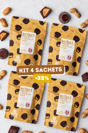 Pack x4 Mini Palets Chocolat Noir & Cacahuètes Bio | Go Nuts