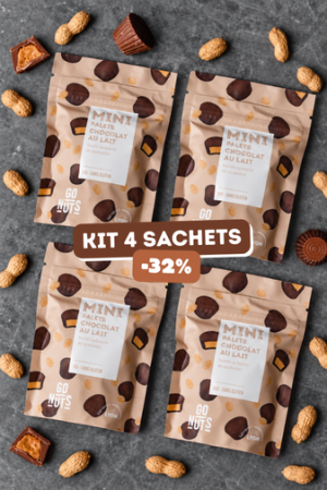 Pack x4 Mini Palets Chocolat Lait & Cacahuètes Bio | Go Nuts