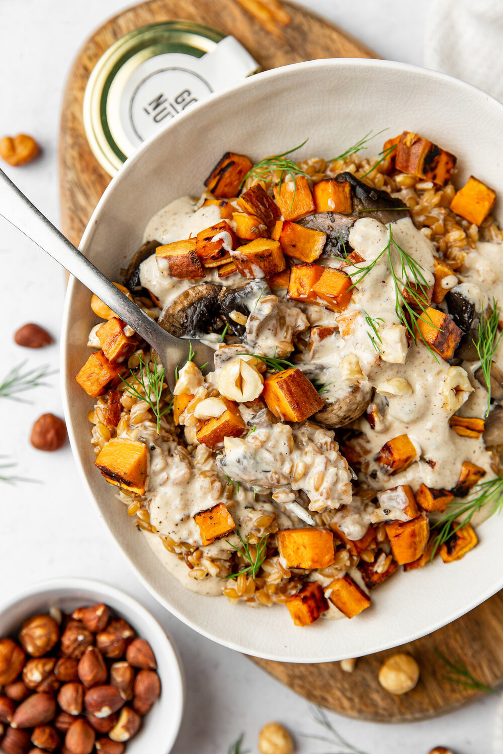 Risotto de petit épeautre & crème de noisettes