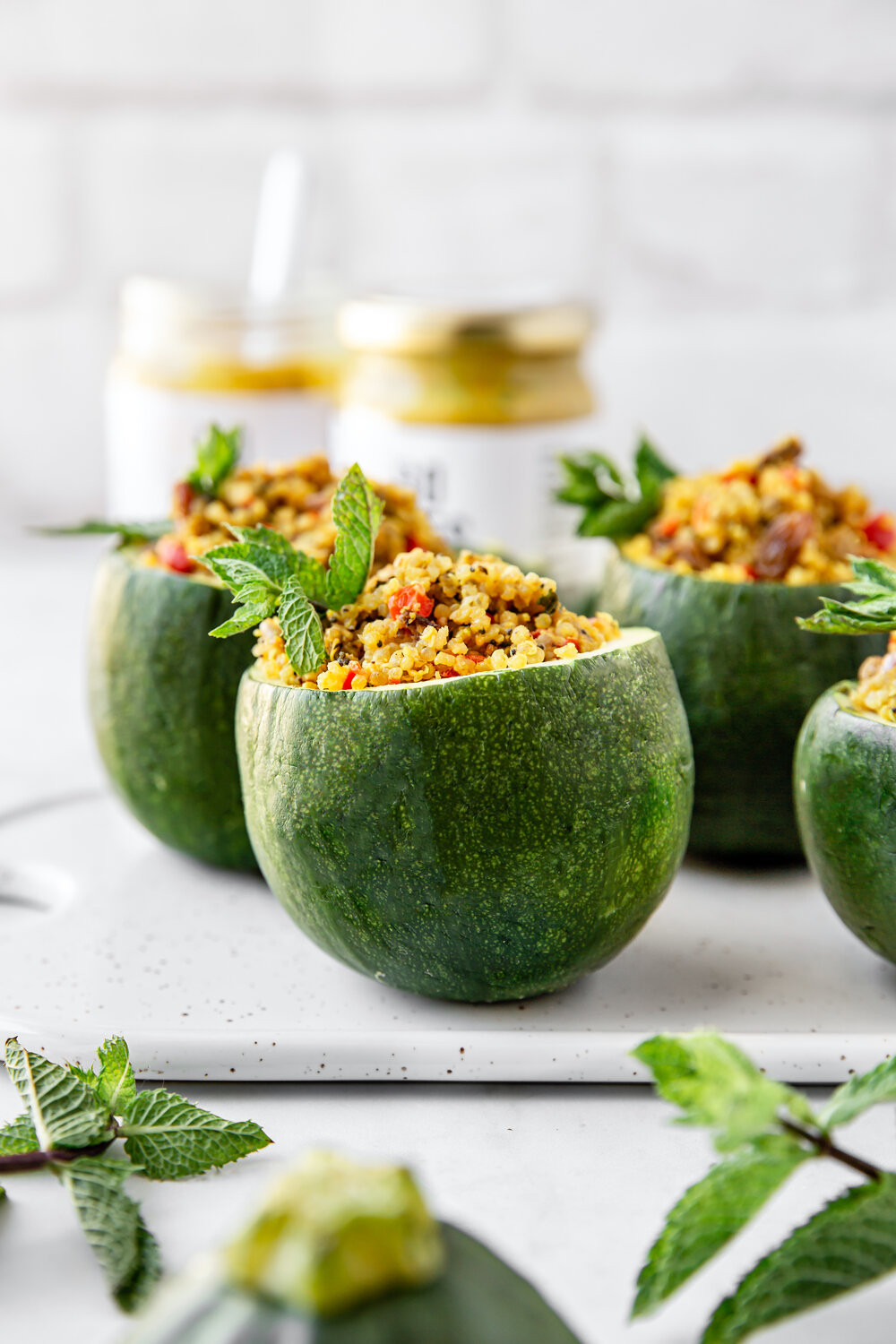 Courgettes farcies au quinoa et tartinable curry Go Nuts