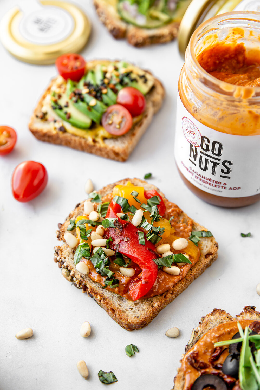 Toasts aux légumes d’été et tartinables Go Nuts