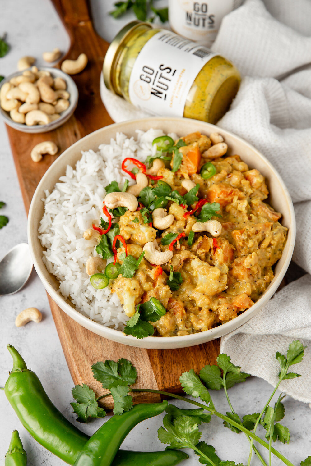 Curry de légumes au tartinable cajou cacahuètes & curry