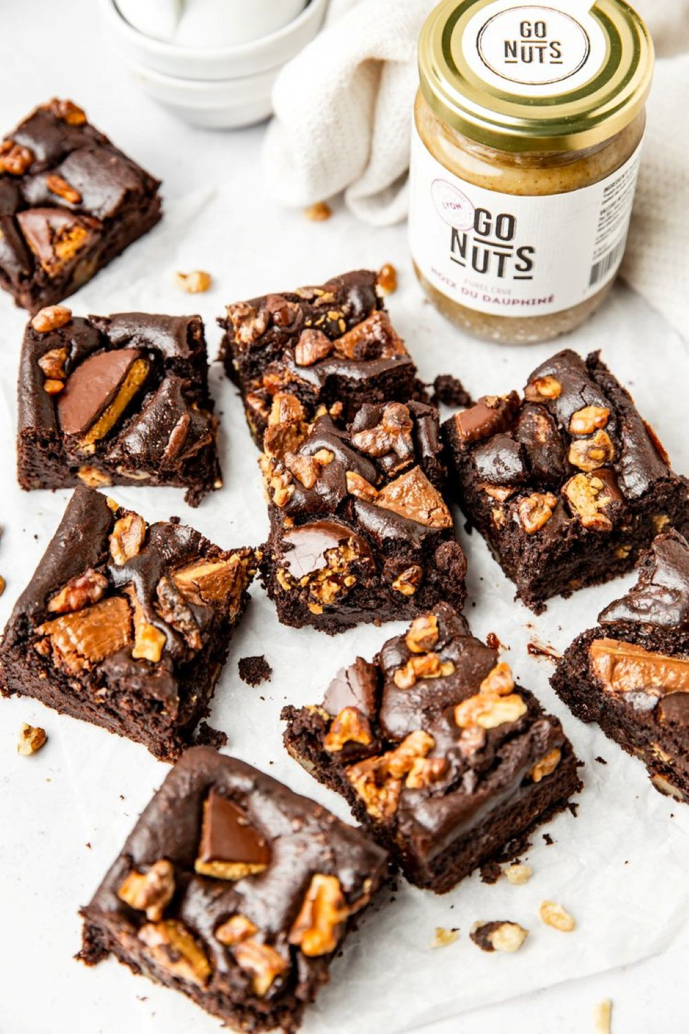 Brownie fondant aux noix et mini palets chocolatés